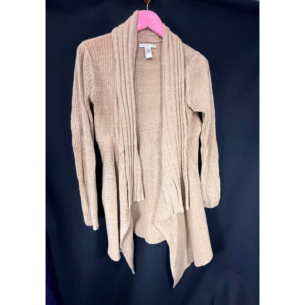 Sarah Spencer Women’s M Angora Open-Front Sweater Beige/Oatmeal